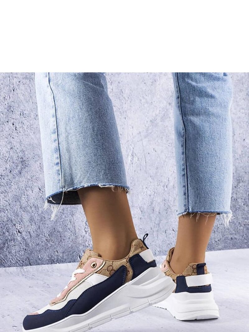 Granatowe sneakersy ze złotym wstawkami Lebrun - Solea - obrazek 3