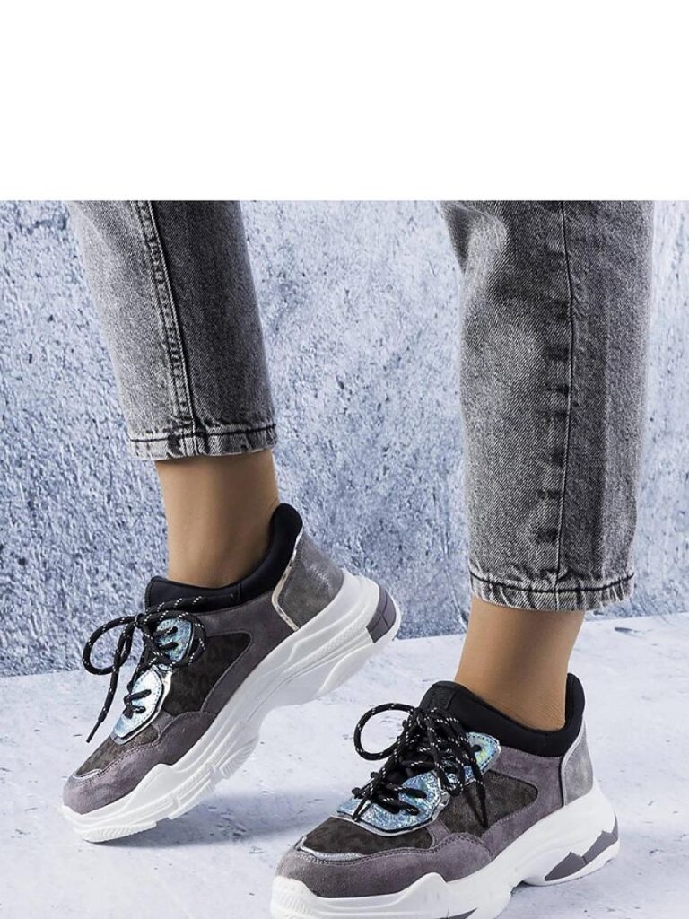 Szare sneakersy zdobione wstawkami Savard - Solea
