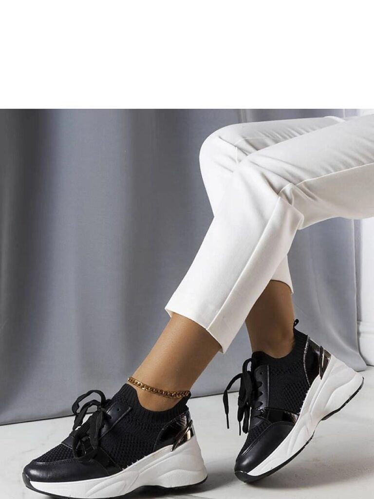 Czarne sneakersy na koturnie Ann - Solea