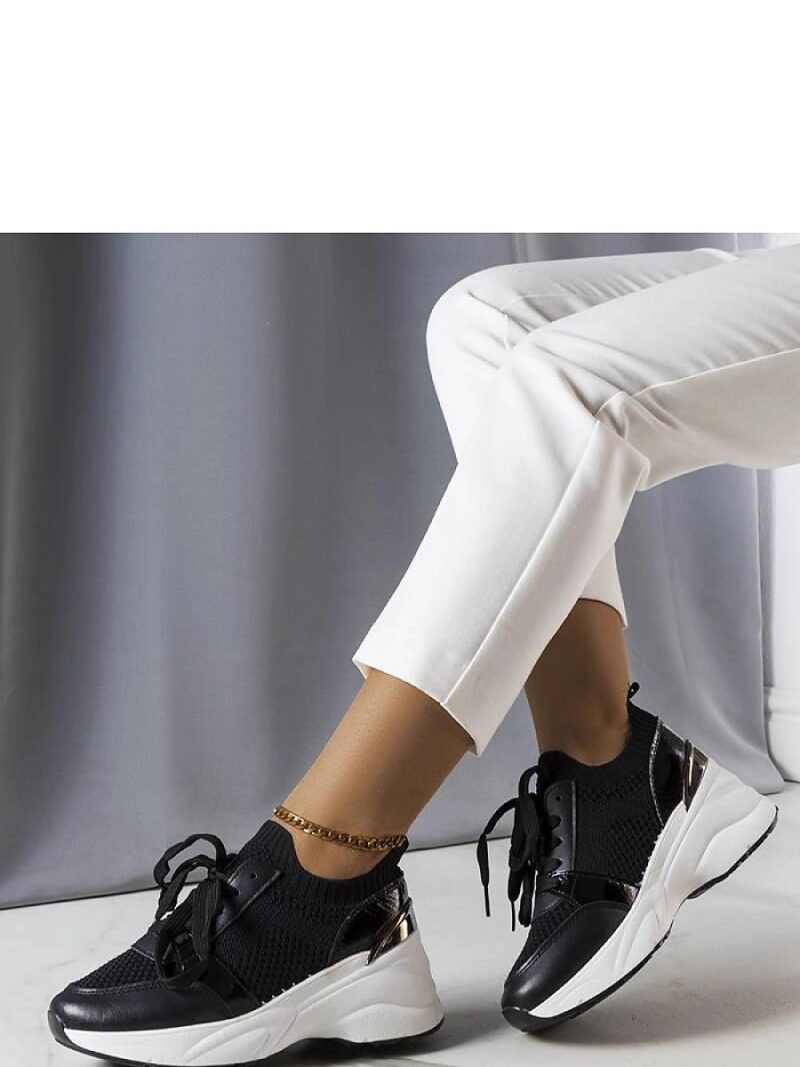 Czarne sneakersy na koturnie Ann - Solea