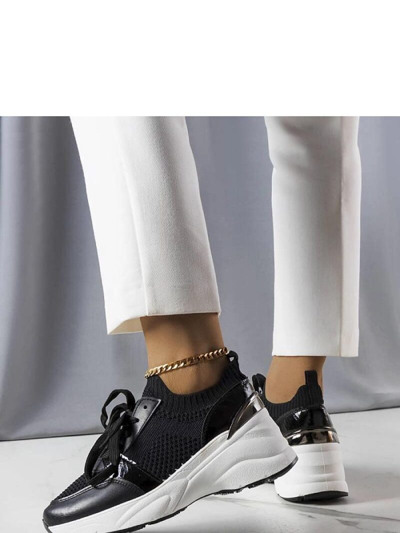Czarne sneakersy na koturnie Ann - Solea - obrazek 3