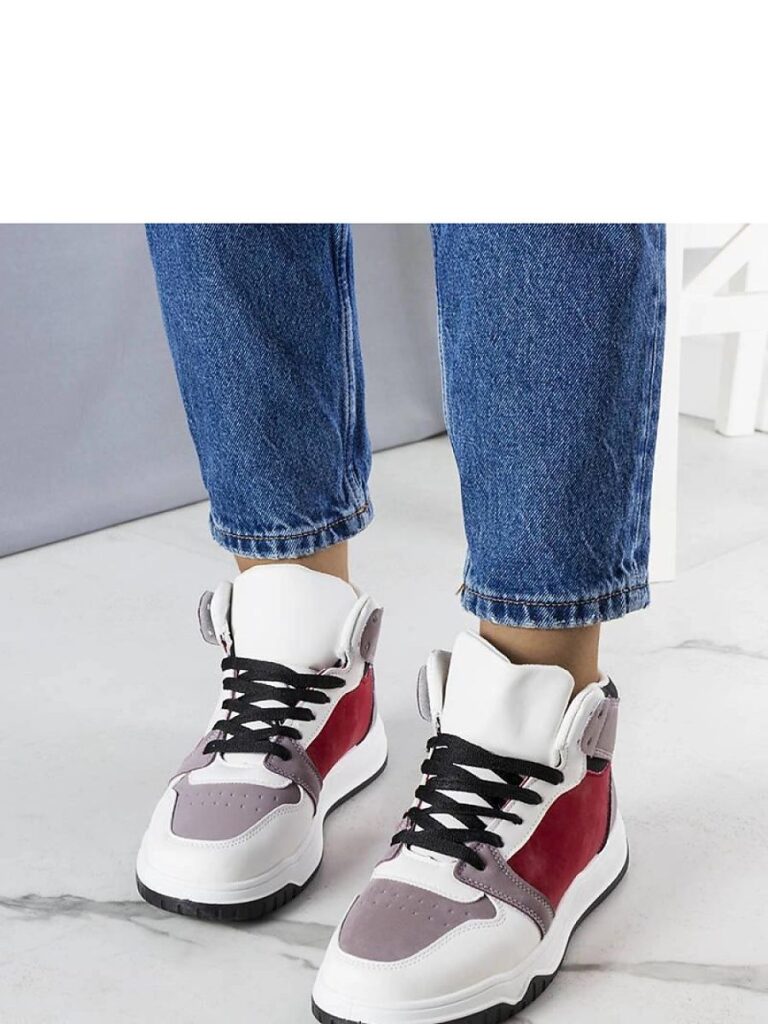 Biało-czerwone sneakersy za kostkę Elizabeth - Solea