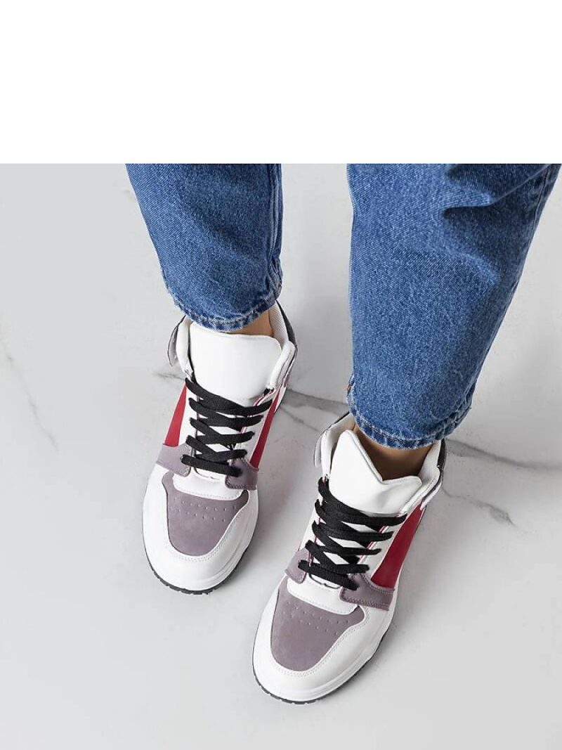 Biało-czerwone sneakersy za kostkę Elizabeth - Solea - obrazek 2