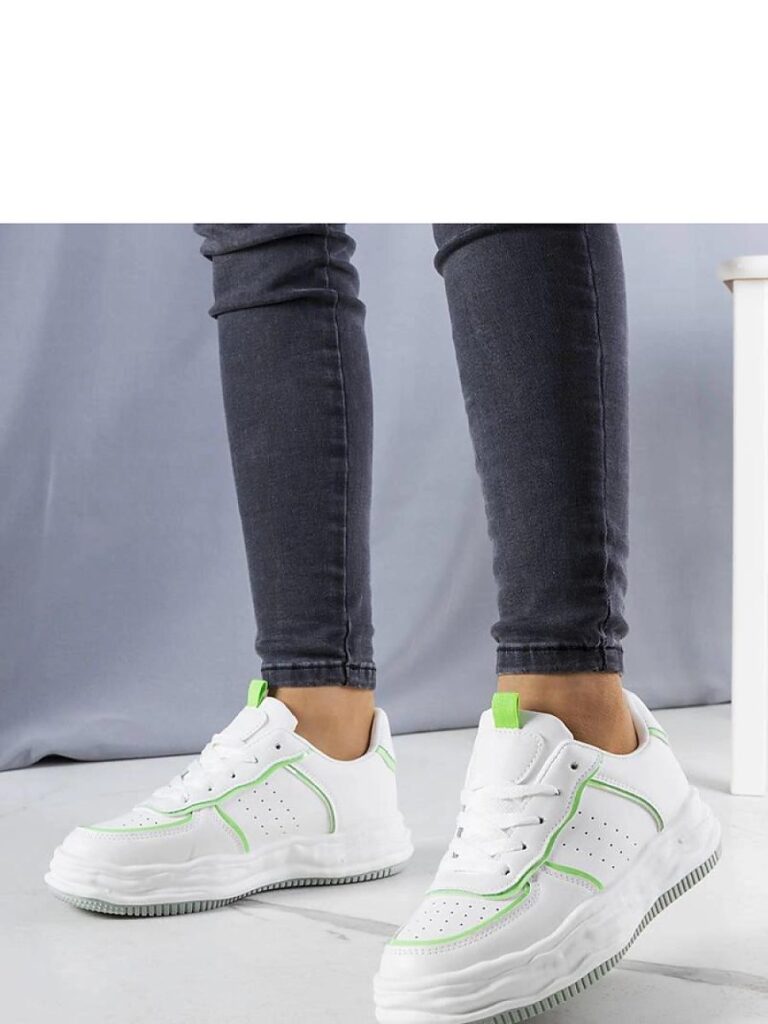 Białe sneakersy z zielonymi wstawkami Nettie - Solea