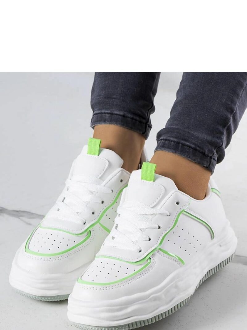 Białe sneakersy z zielonymi wstawkami Nettie - Solea - obrazek 2