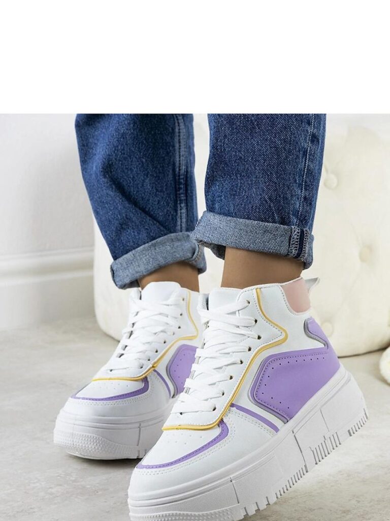 Białe-fioletowe sneakersy za kostkę Zetta - Solea