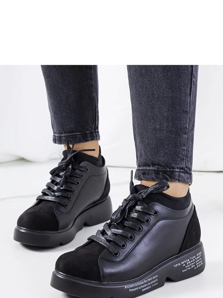 Czarne sneakersy na wysokiej podeszwie Ambly - Solea