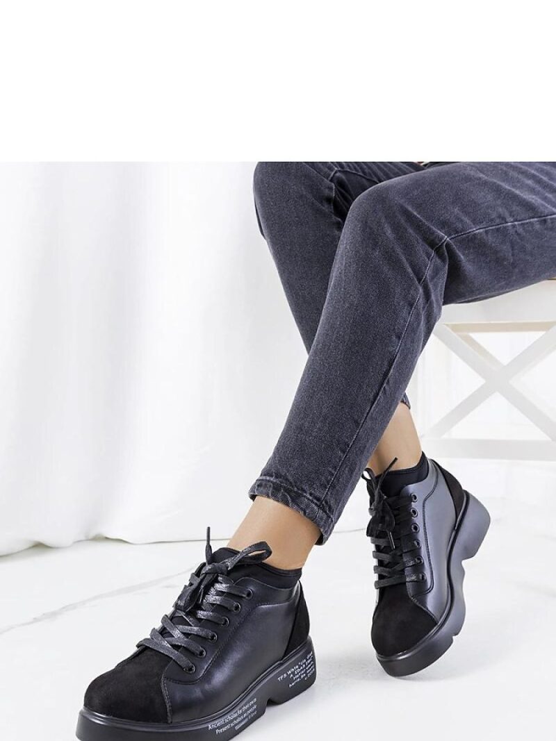 Czarne sneakersy na wysokiej podeszwie Ambly - Solea - obrazek 2