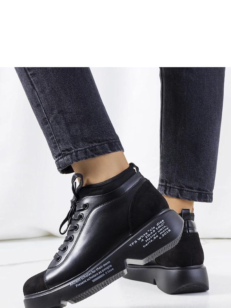 Czarne sneakersy na wysokiej podeszwie Ambly - Solea - obrazek 3
