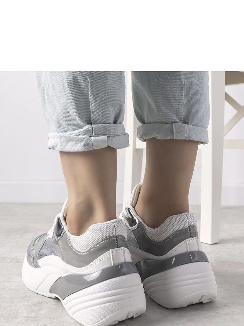 Srebrne sneakersy na wysokiej podeszwie Rude - Solea - obrazek 3