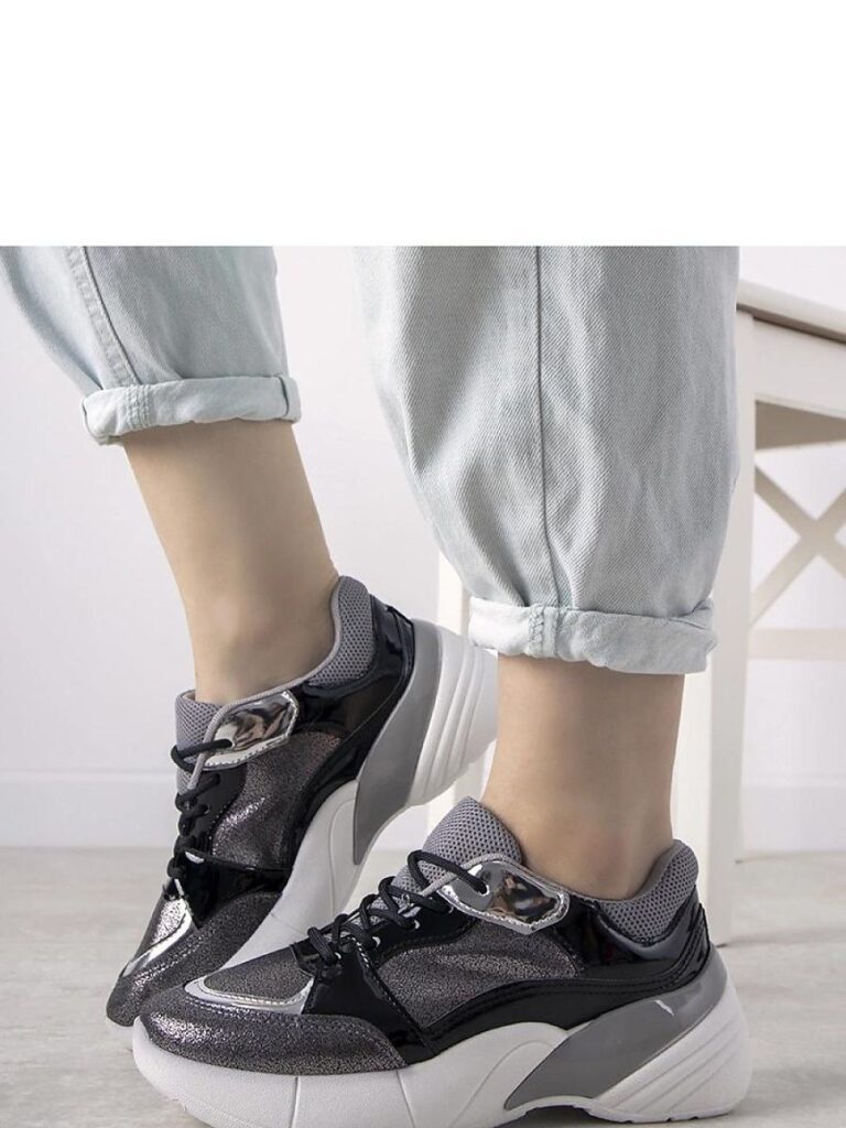 Czarne sneakersy na wysokiej podeszwie Rude - Solea