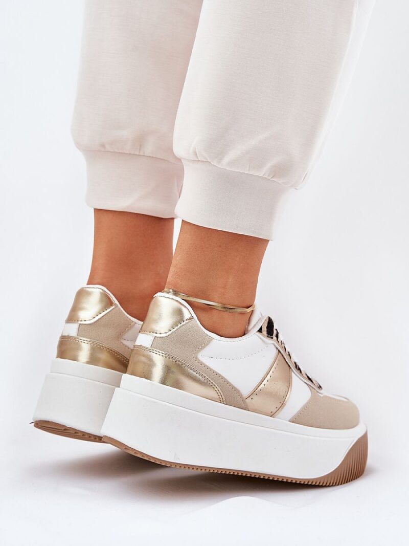 Buty Sportowe Model Telanila PL360 Beige/Gold Wzór - Step in style - obrazek 3