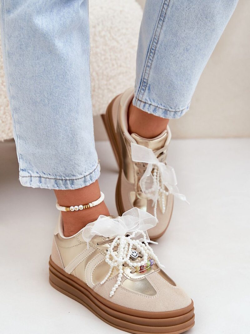 Buty Sportowe Model Vinness C3033 Beige/Gold - Step in style - obrazek 3