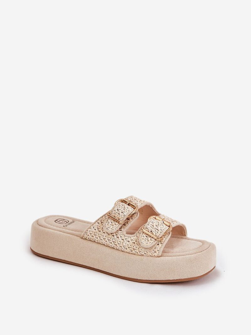 Sandał Klapki Model Limme JR09 Beige - Step in style - obrazek 2