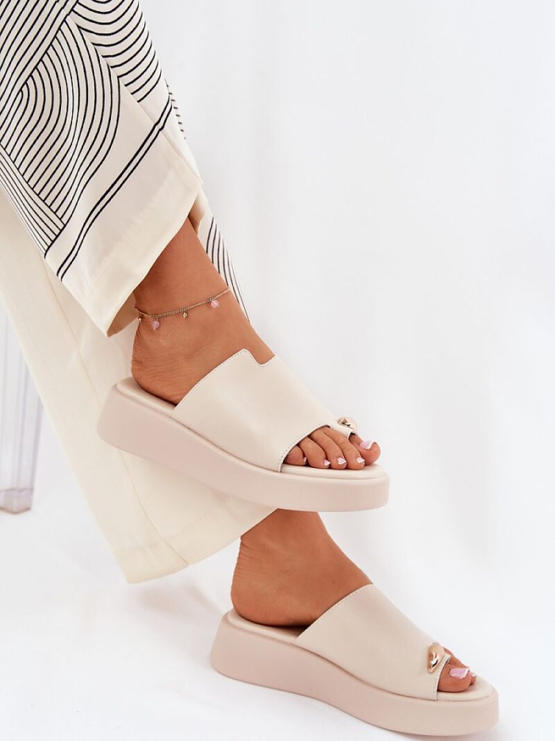 Sandał Klapki Model Saqesse MANO777 Beige - Step in style - obrazek 3
