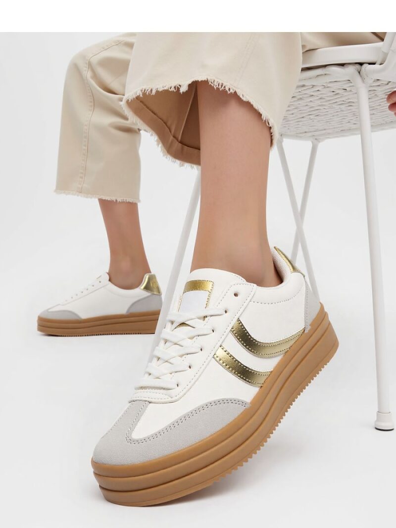 Damskie Sneakersy LUMI White/Gold - Inello - obrazek 3