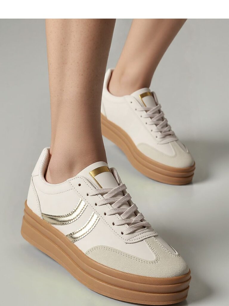 Damskie Sneakersy LUMI Beige/Lt.Gold - Inello