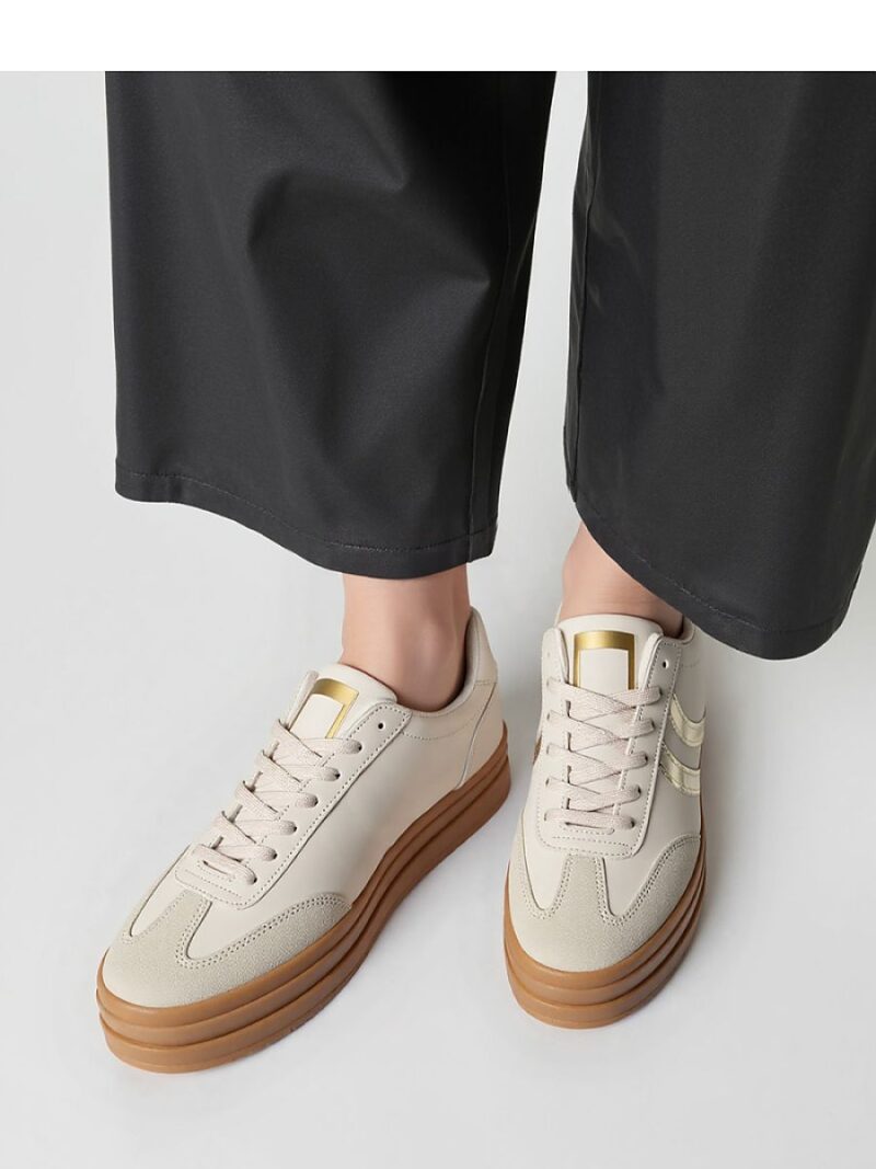 Damskie Sneakersy LUMI Beige/Lt.Gold - Inello - obrazek 2
