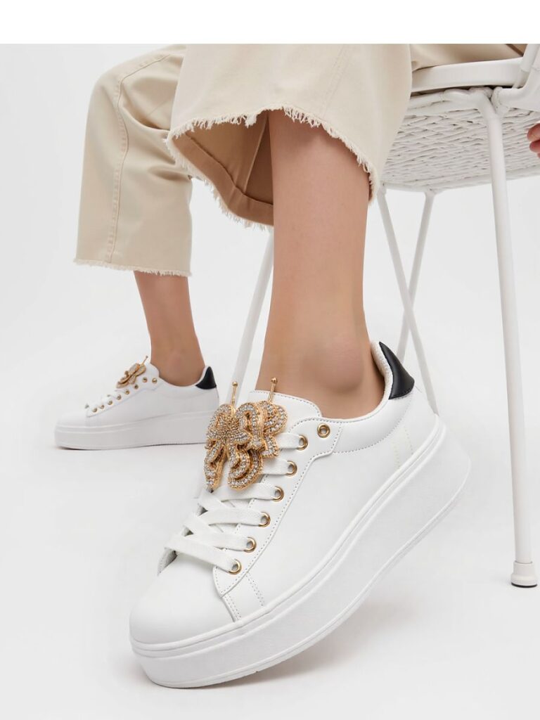 Damskie Sneakersy BUTTERFLY LUX ? White/Black - Inello