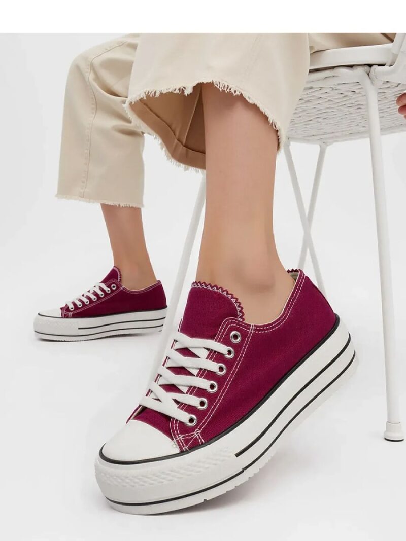 Damskie Trampki VELTRO WINE ? Klasyczne Buty na Platformie - Inello - obrazek 3