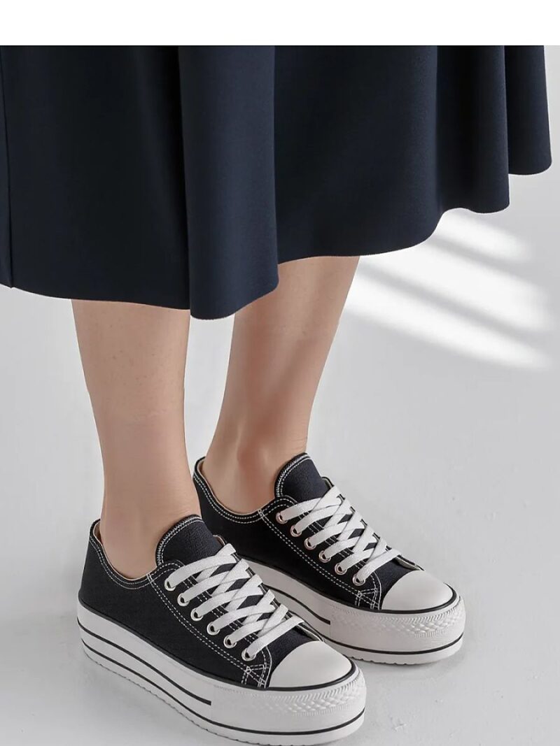 Damskie Trampki VELTRO BLACK ? Klasyczne Buty na Platformie - Inello