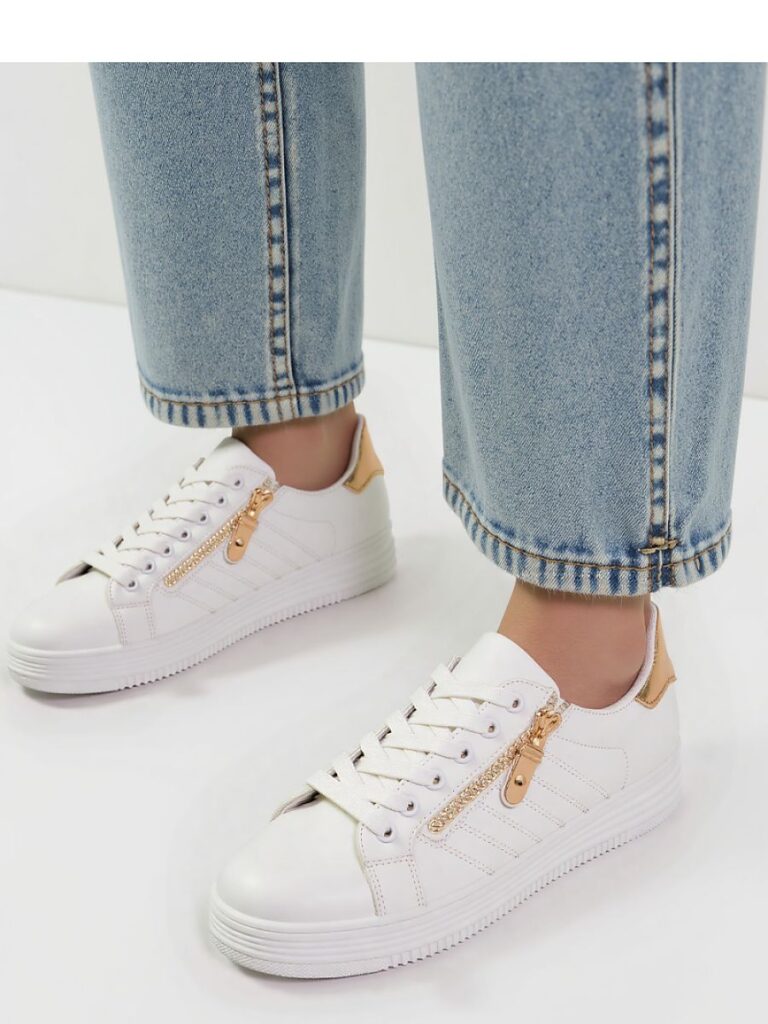 Damskie Sneakersy SAVONA WHITE CHAMPAGNE ? Stylowe Buty na Platformie - Inello