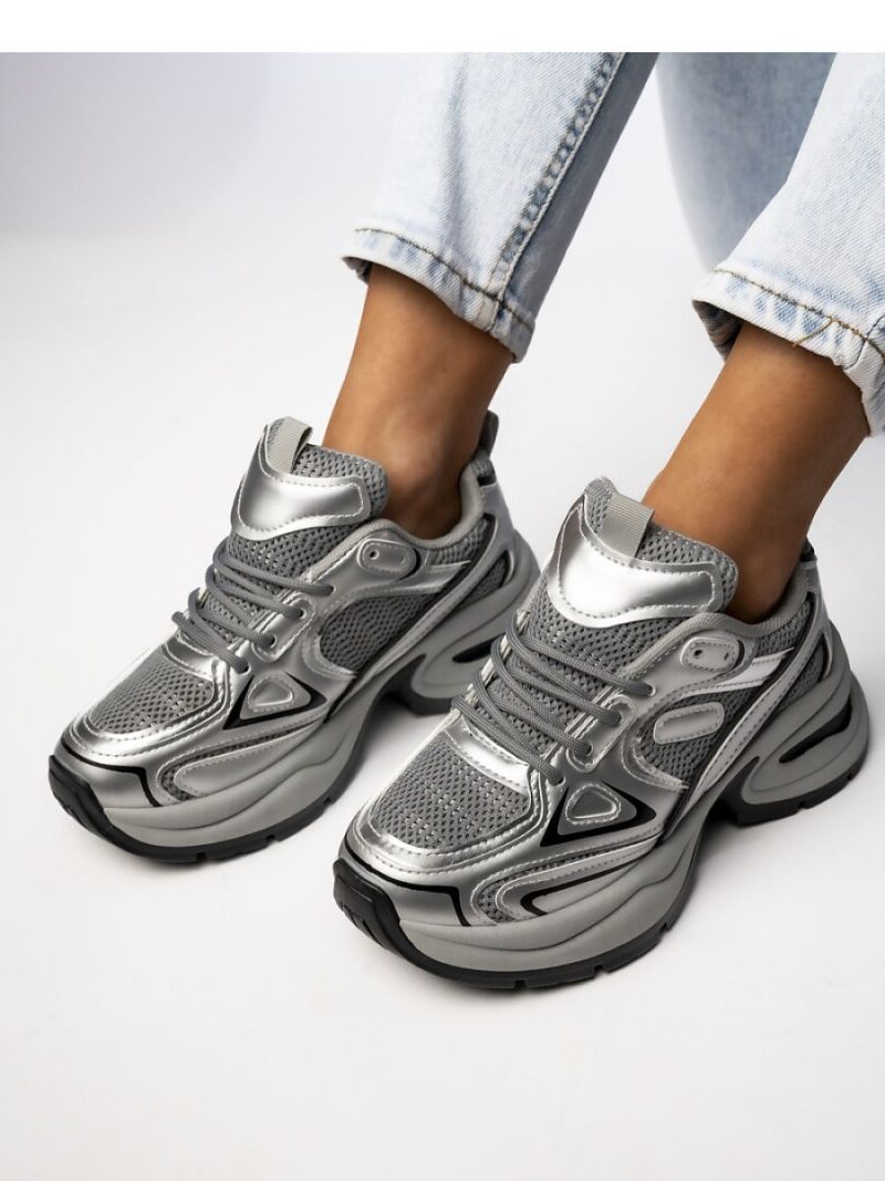 Damskie Sneakersy ASTORIA SILVER/GREY - Inello - obrazek 2
