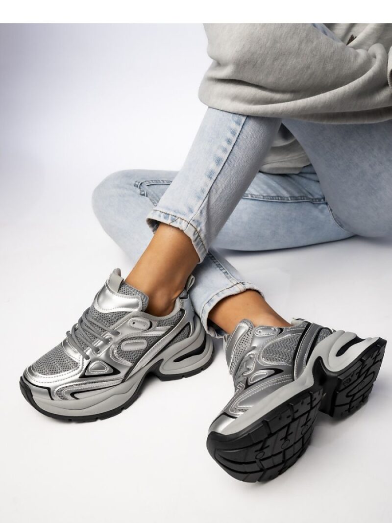 Damskie Sneakersy ASTORIA SILVER/GREY - Inello - obrazek 4