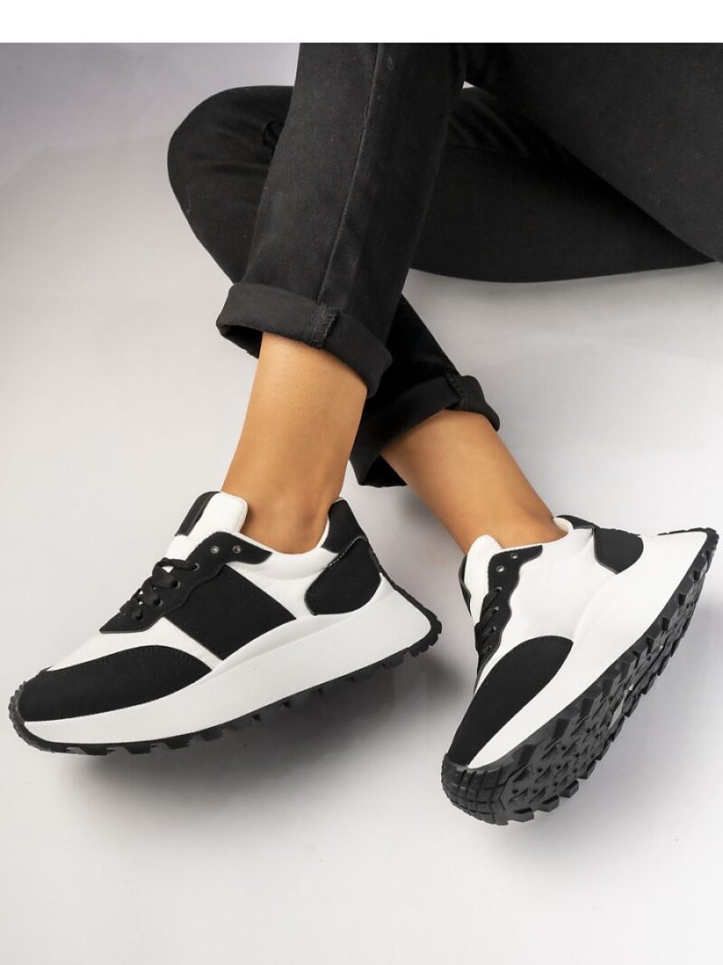 Damskie Sneakersy ? Czarny  Biały RAVEN BLACK - Inello - obrazek 3
