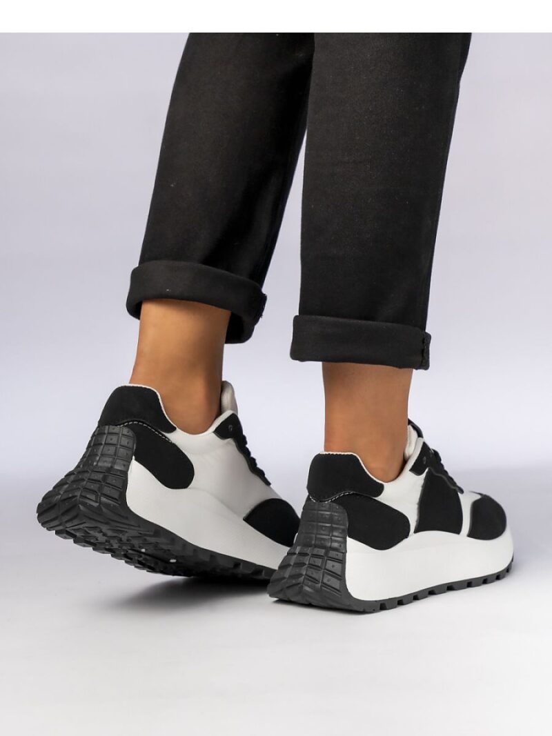 Damskie Sneakersy ? Czarny  Biały RAVEN BLACK - Inello - obrazek 4