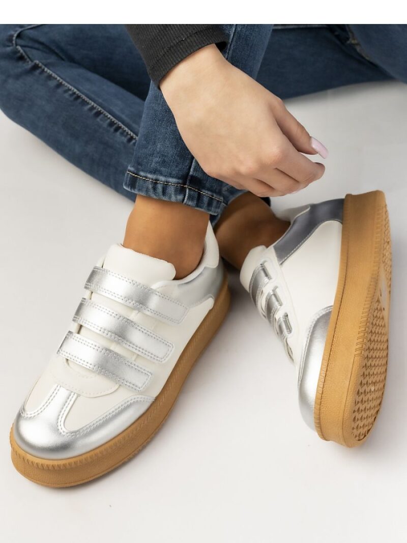 Damskie Sneakersy ? Srebrne AURORA SILVER - Inello - obrazek 3