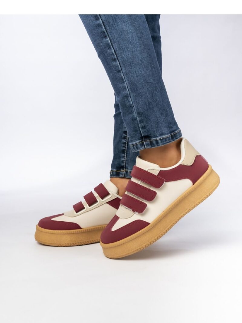 Damskie Sneakersy ? Bordowe AURORA WINE - Inello