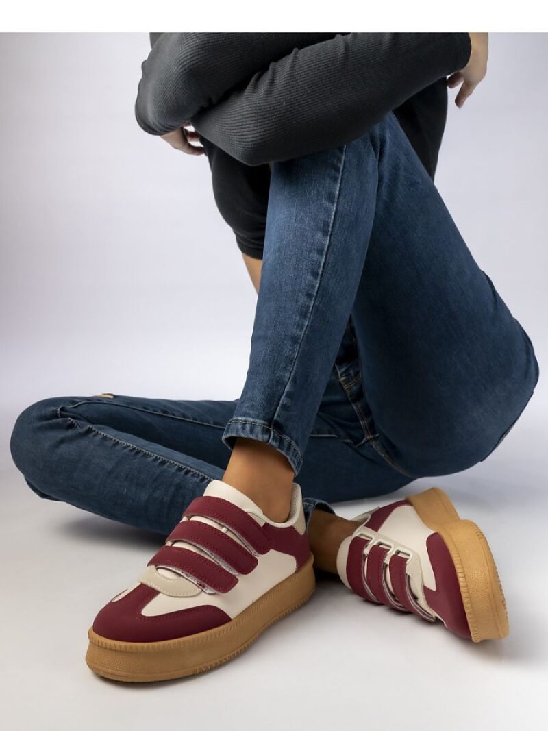 Damskie Sneakersy ? Bordowe AURORA WINE - Inello - obrazek 4