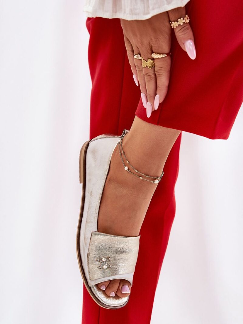 Baleriny Model Zazoo 1865 Złoty Przecierany - Step in style - obrazek 3