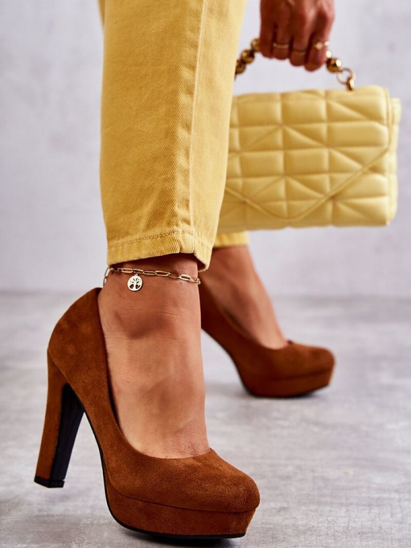 Czółenka Model Soro M115 Camel Zamsz - Step in style - obrazek 3