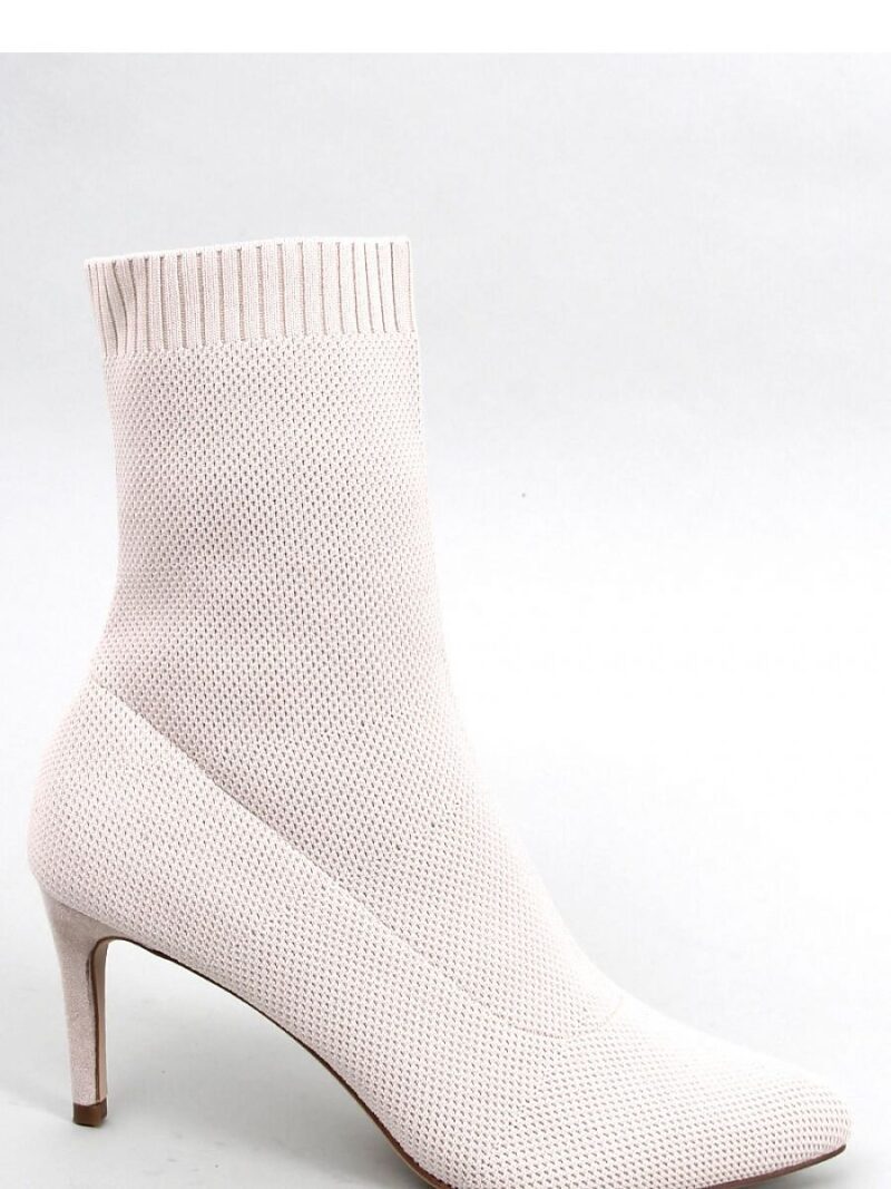 Botki na szpilce skarpetkowe DONATELLA BEIGE - Inello