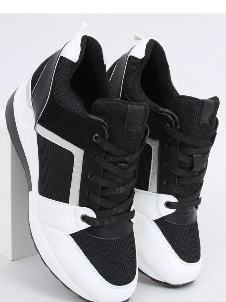 Sneakersy na koturnie pandy DIEGO BLACK/WHITE - Inello