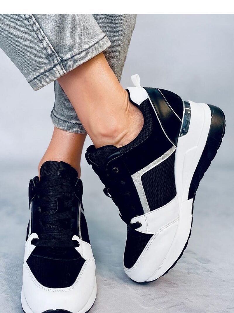 Sneakersy na koturnie pandy DIEGO BLACK/WHITE - Inello - obrazek 3