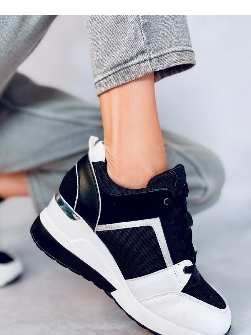 Sneakersy na koturnie pandy DIEGO BLACK/WHITE - Inello - obrazek 4