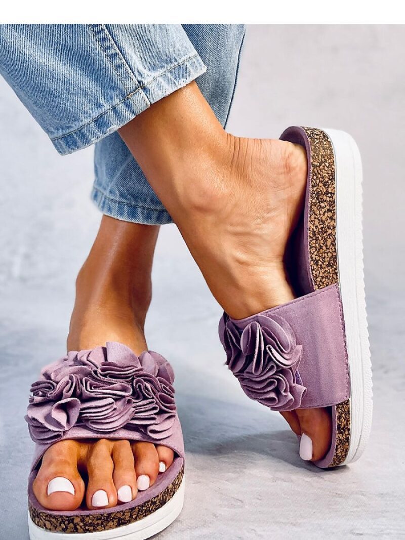 Sandał Klapki z kwiatami RIZZO PURPLE - Inello - obrazek 4