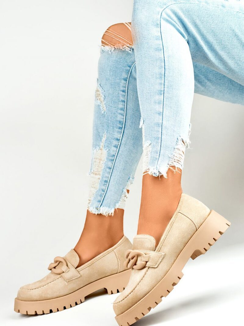 Półbuty Loafersy Model DE1130BE Beige - PRIMO