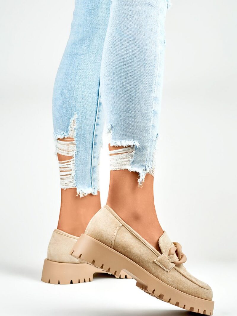 Półbuty Loafersy Model DE1130BE Beige - PRIMO - obrazek 2