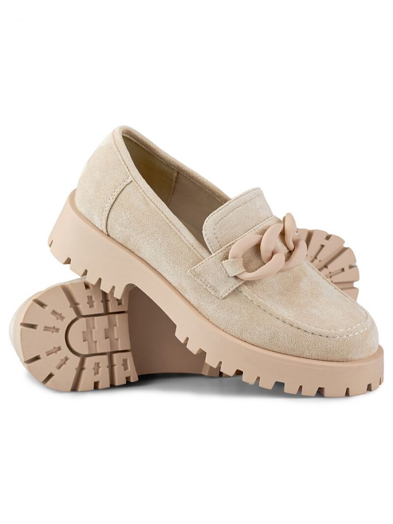 Półbuty Loafersy Model DE1130BE Beige - PRIMO - obrazek 4