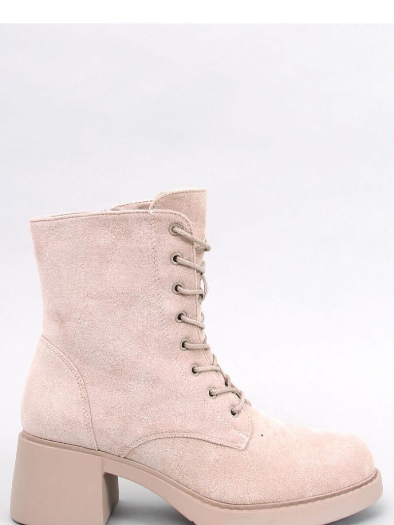 Botki sznurowane na obcasie MAYFIELD BEIGE - Inello